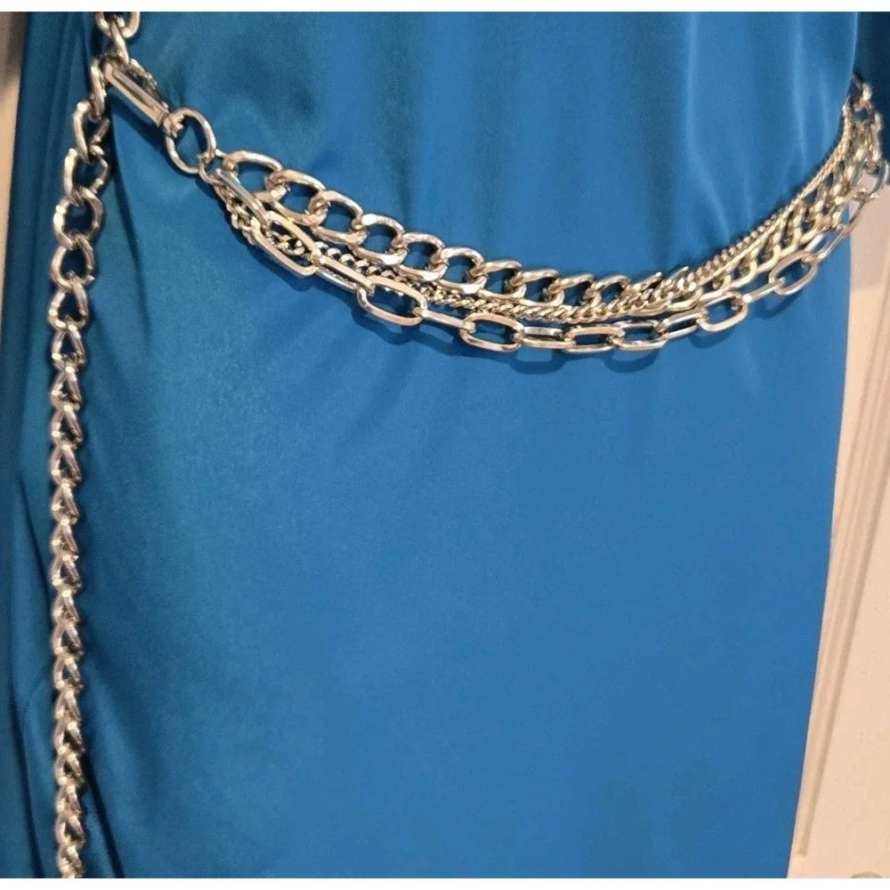 Steve Madden Women's Silver 3 Strand Layered Belt Adjusts To Fit Size 29